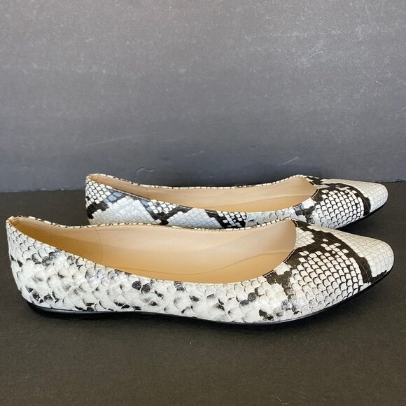 Nine West Speak Up White and black faux snakeskin pointed toe flats. - Picture 6 of 9